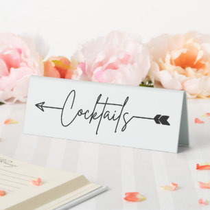 Cocktails Wedding Arrow left Table Tent Sign