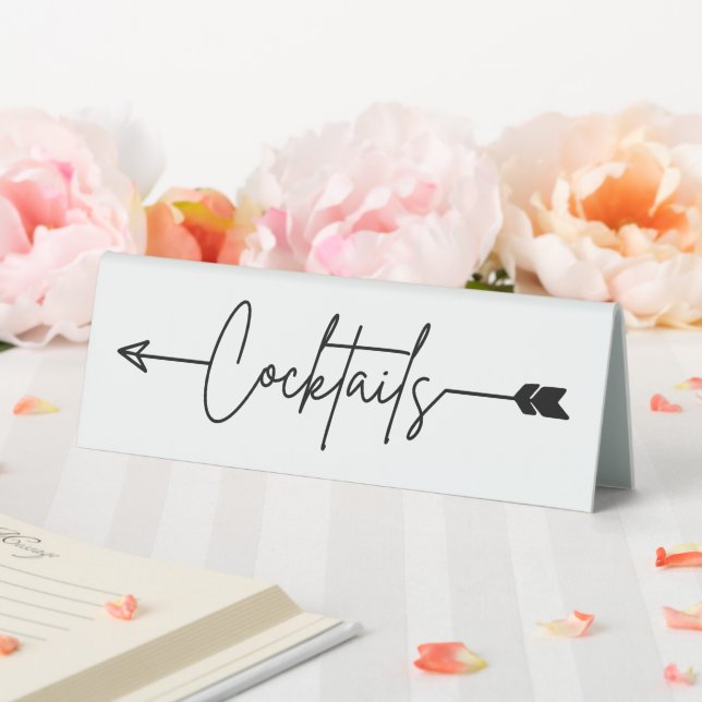 Cocktails Wedding Arrow left Table Tent Sign (In SItu (Wedding))