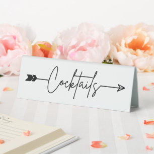 Cocktails Wedding Arrow right Table Tent Sign