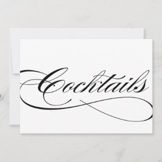 Cocktails wedding reception sign beautiful script invitation