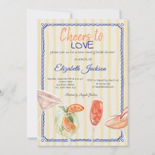 Cocktails Yellow Striped Bridal Shower   Invitation