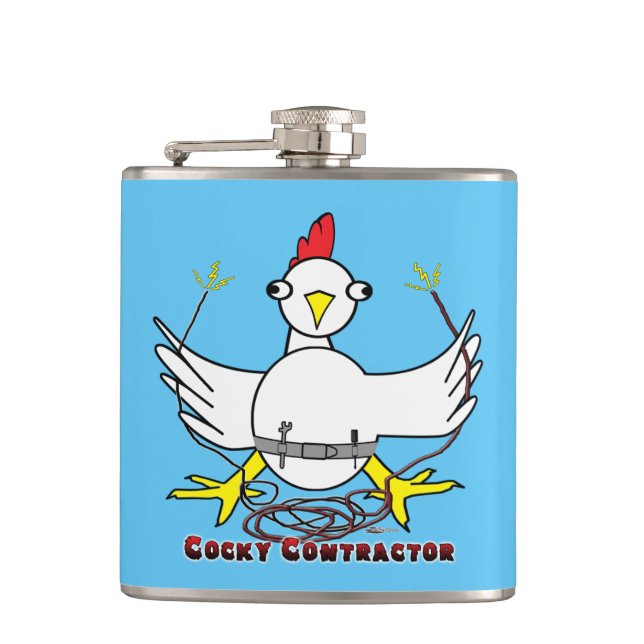Cocky Contractor Hip Flask (Front)