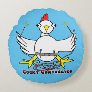 Cocky Contractor Round Cushion