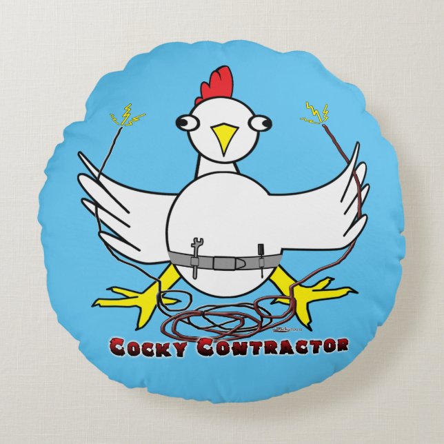 Cocky Contractor Round Cushion (Front)