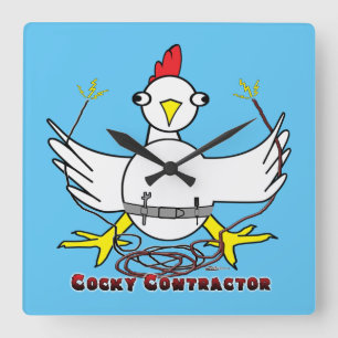 Cocky Contractor Square Wall Clock
