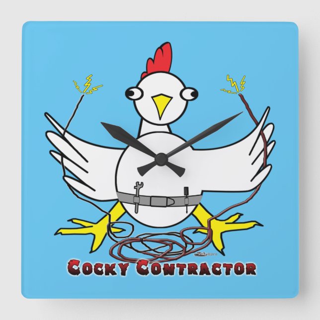 Cocky Contractor Square Wall Clock (Front)