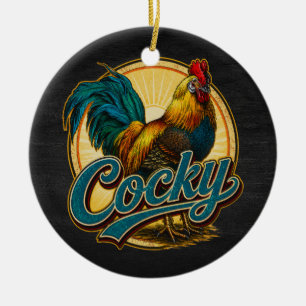 Cocky Rooster Vintage Farmhouse Ceramic Tree Decoration
