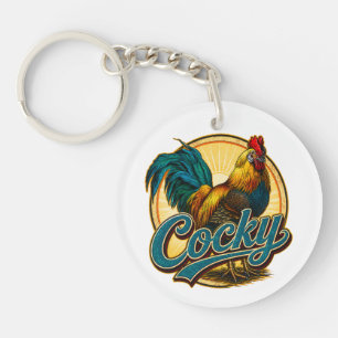 Cocky Rooster Vintage Farmhouse Key Ring
