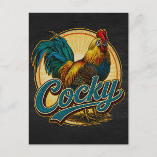 Cocky Rooster Vintage Farmhouse Postcard