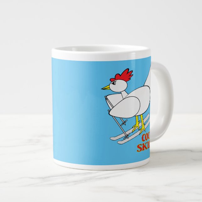 Cocky Skier Large Coffee Mug (Front Right)