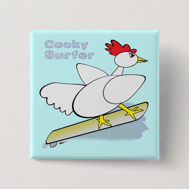 Cocky Surfer 15 Cm Square Badge (Front)
