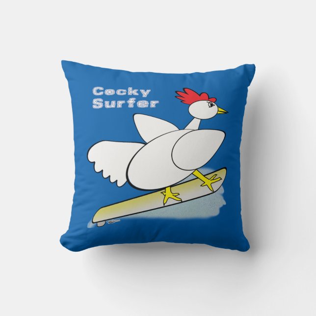 Cocky Surfer Cushion (Front)