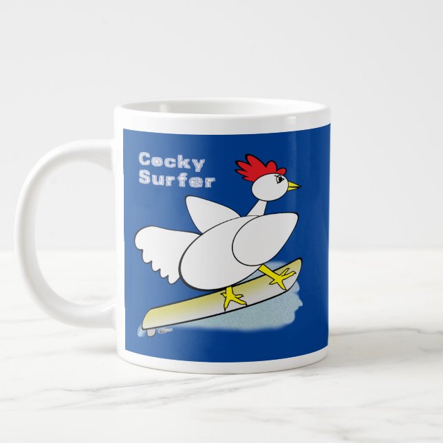 Cocky Surfer Large Coffee Mug (Left)