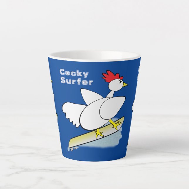 Cocky Surfer Latte Mug (Front)