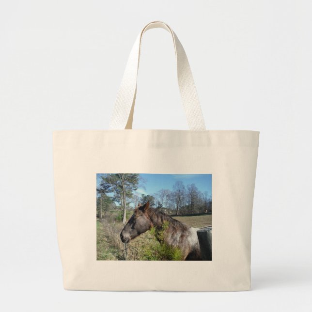 Coco and Cream Coloured Horse Large Tote Bag (Front)