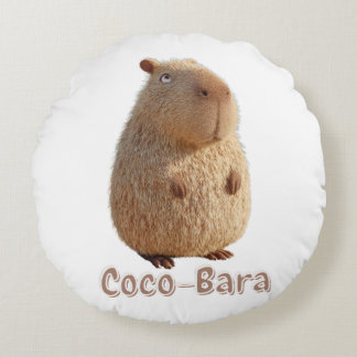 Coco-Bara Vibes. Capybara Core: Coconut Couture  Round Cushion