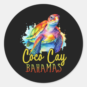 Coco Cay Bahamas Colourful Sea Turtle Family Vacat Classic Round Sticker