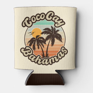 Coco Cay Bahamas Retro Sunset Souvenirs 60s Can Cooler