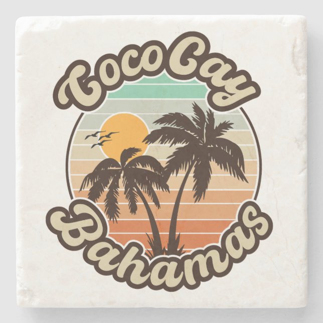 Coco Cay Bahamas Retro Sunset Souvenirs 60s Stone Coaster (Front)