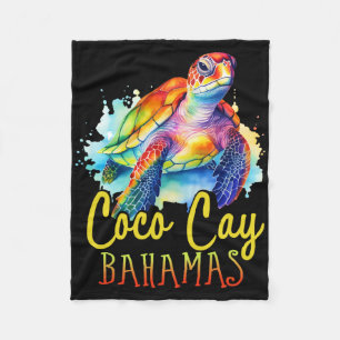 Coco Cay Hamas Colourful Sea Turtle Family Vacatio Fleece Blanket