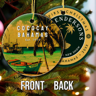 Coco Cay Island Bahamas Vintage Souvenirs 80s Ceramic Tree Decoration