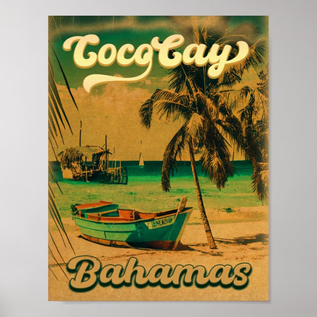Coco Cay Island Bahamas Vintage Souvenirs 80s Poster (Front)