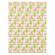 Coco Giraffe and Baby Pink Cotton Tablecloth