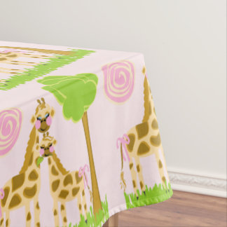 Coco Giraffe and Baby Pink Cotton Tablecloth