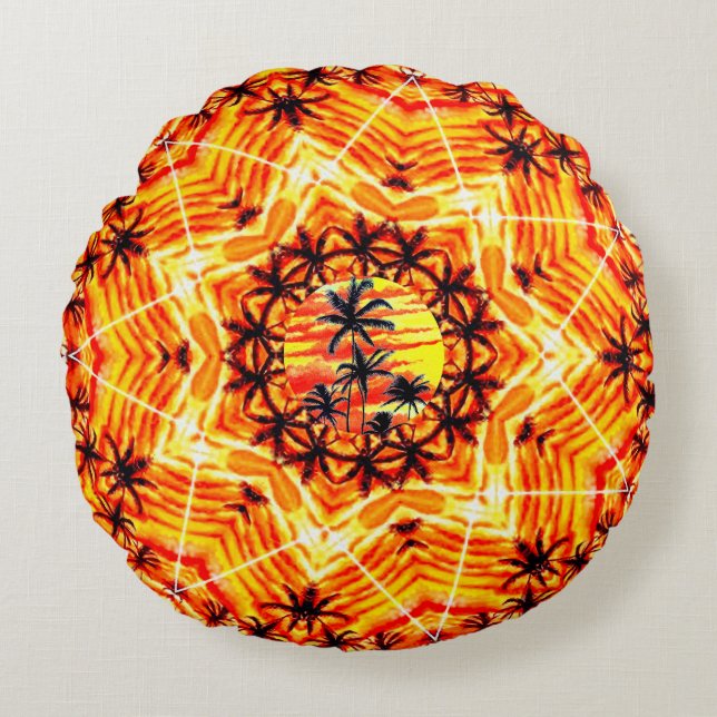 Coco Palm Star  Round Cushion (Front)