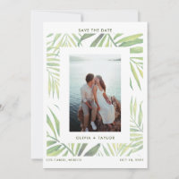 COCO Watercolor Palm Leaf Save the Date