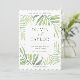 COCO Watercolor Palm Leaf Wedding Invitation