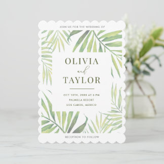 COCO Watercolor Palm Leaf Wedding Invitation