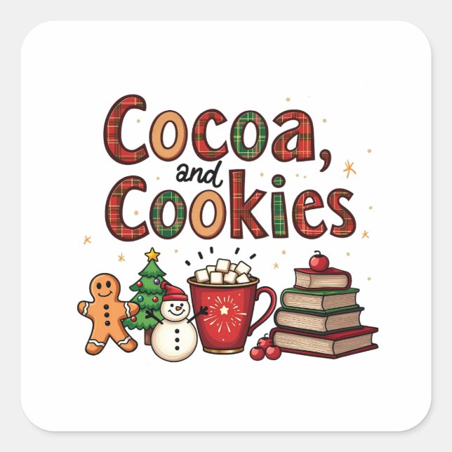 Cocoa and Cookies Christmas Lovers Square Sticker (Front)