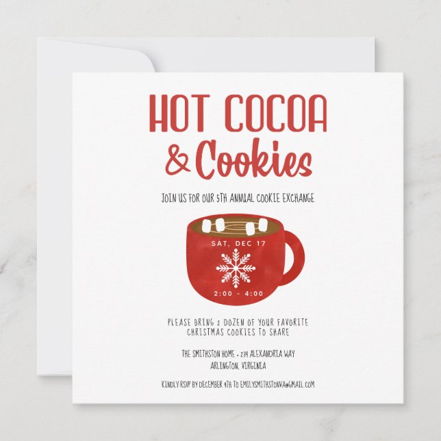 Cocoa and Cookies Holiday Christmas Party  Invite (Front)