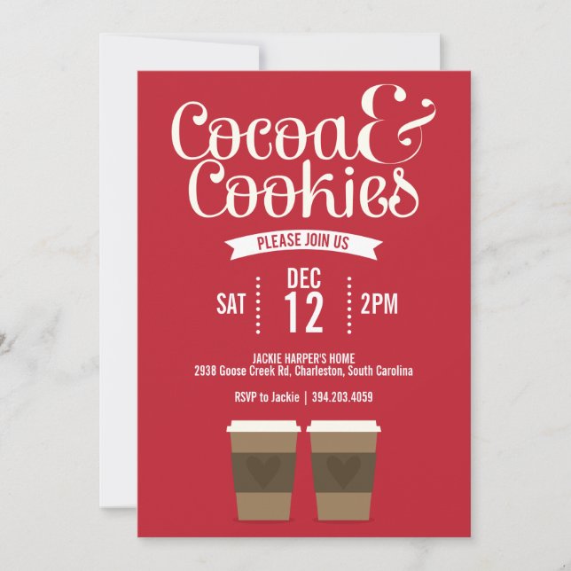 Cocoa and Cookies Party Invitation (Front)