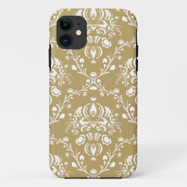 Cocoa and Cream Damask Case-Mate iPhone Case (Back)
