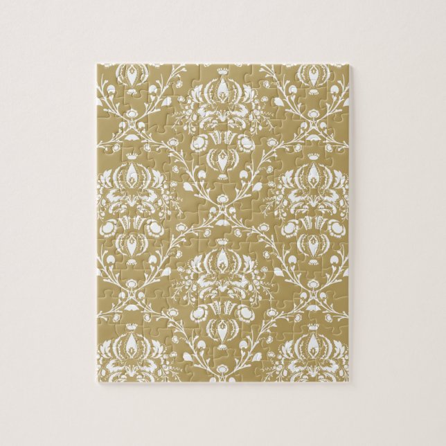 Cocoa and Cream Damask Jigsaw Puzzle (Vertical)