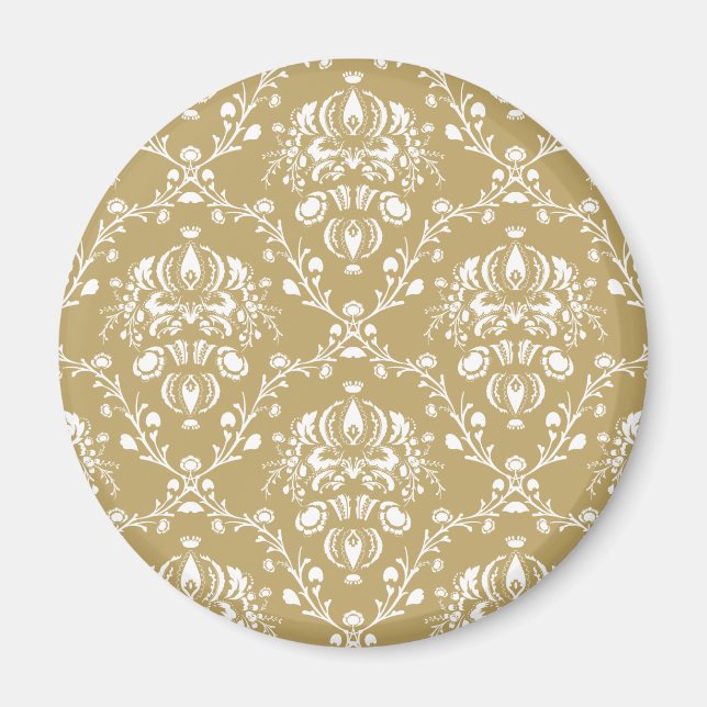 Cocoa and Cream Damask Magnet (Front)