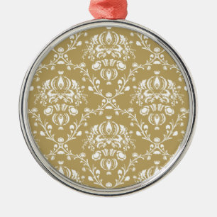 Cocoa and Cream Damask Metal Tree Decoration