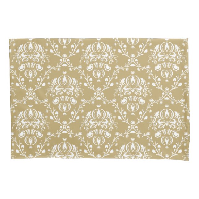 Cocoa and Cream Damask Pillowcase (Front-Left)