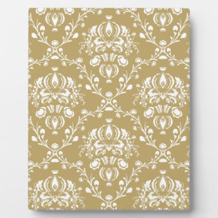 Cocoa and Cream Damask Plaque