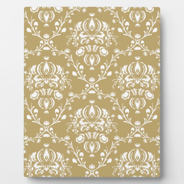 Cocoa and Cream Damask Plaque (Front)