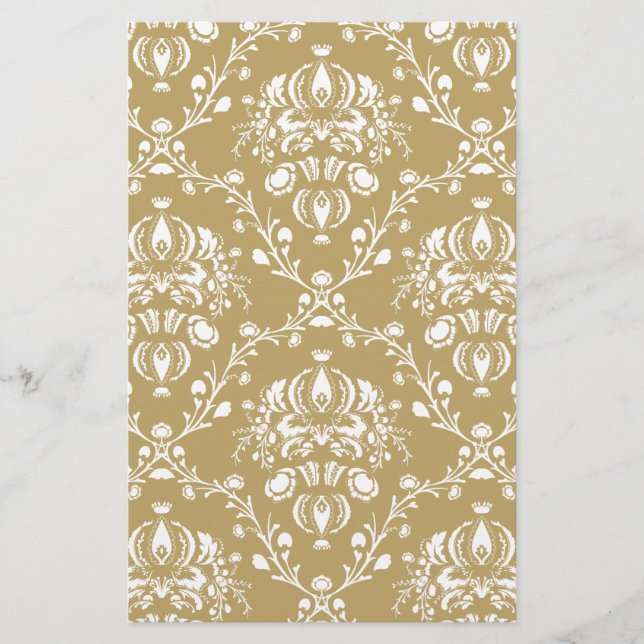 Cocoa and Cream Damask Stationery (Front)