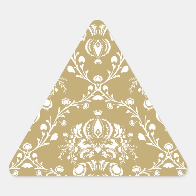 Cocoa and Cream Damask Triangle Sticker (Front)