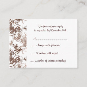Cocoa and Taupe Deco Swirl RSVP Response Card