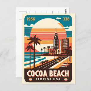 Cocoa Beach City Florida coast line gifts Postcard
