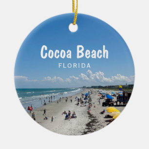 Cocoa Beach, Florida beach scene photo  Ceramic Tree Decoration
