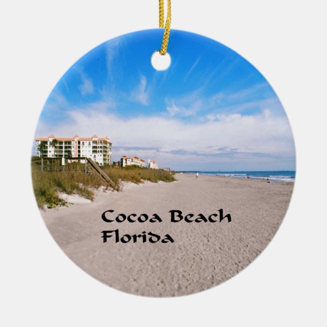 cocoa Beach Florida Ceramic Tree Decoration (Front)