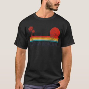 Cocoa Beach Florida FL Vintage Palm Trees Surfer V T-Shirt