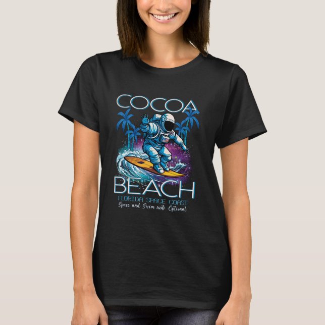 Cocoa Beach Florida Gateway To Space Surfing Astro T-Shirt (Front)